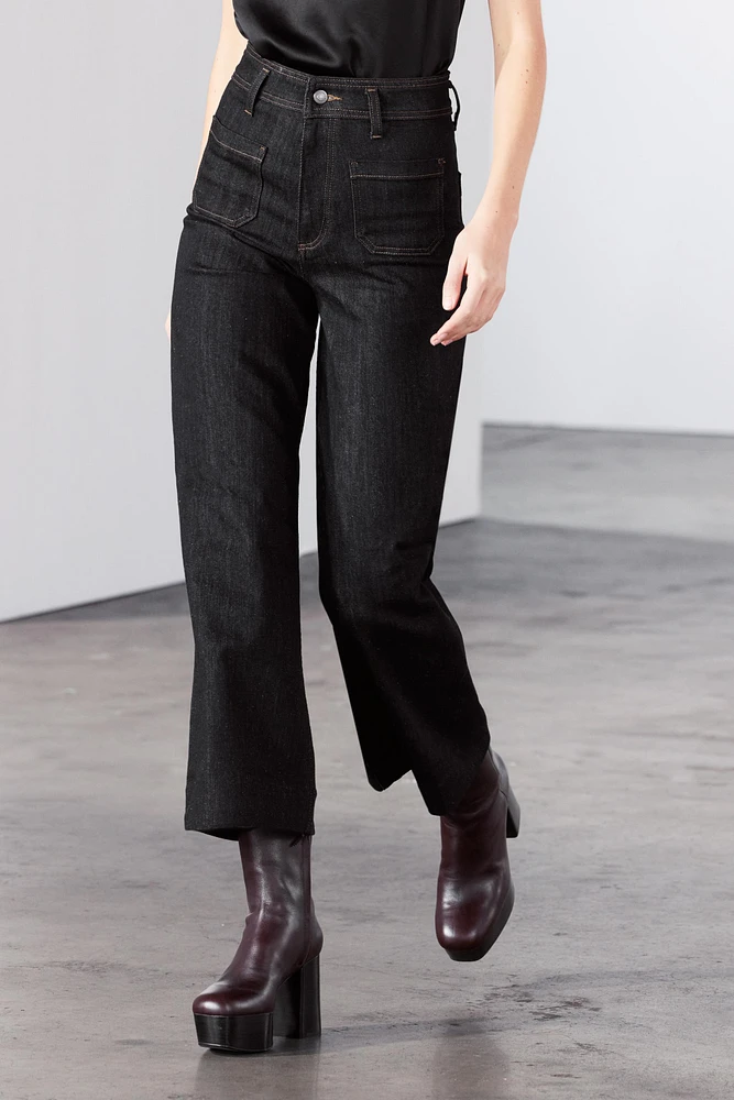 ZW COLLECTION HIGH WAIST WIDE LEG POCKET JEANS