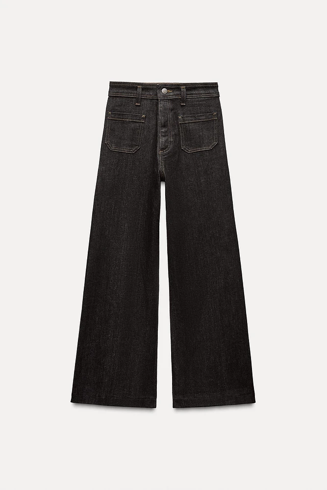 ZW COLLECTION HIGH WAIST WIDE LEG POCKET JEANS