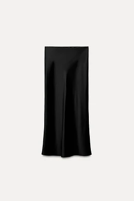 SATIN EFFECT MIDI SKIRT