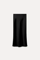 SATIN EFFECT MIDI SKIRT