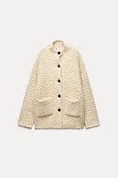 HIGH COLLAR KNIT COAT