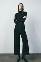 HIGH WAIST WIDE LEG FLOCKED JEANS ZW COLLECTION