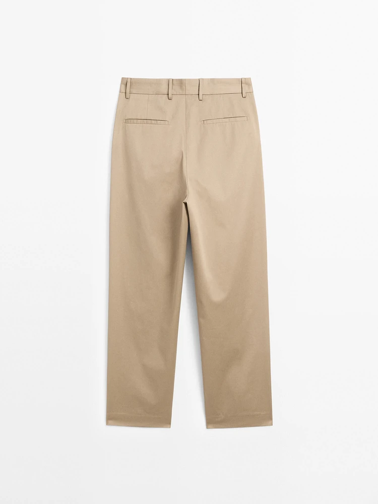 100% cotton twill relaxed fit trousers