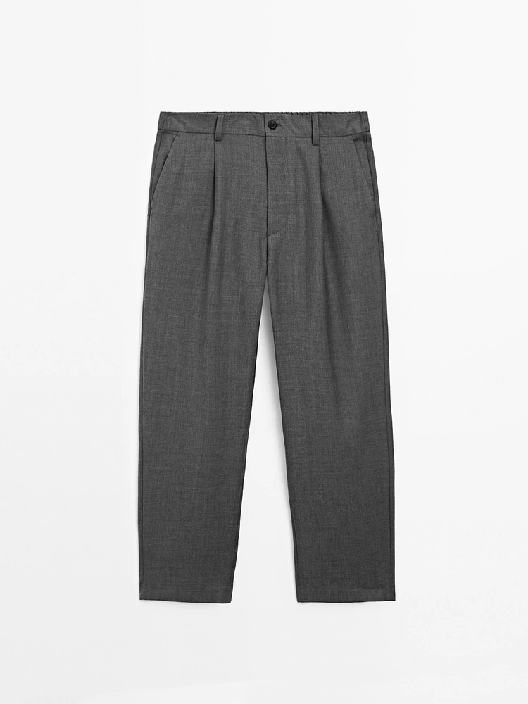 Pantalon relaxed fit en laine froide mélangée