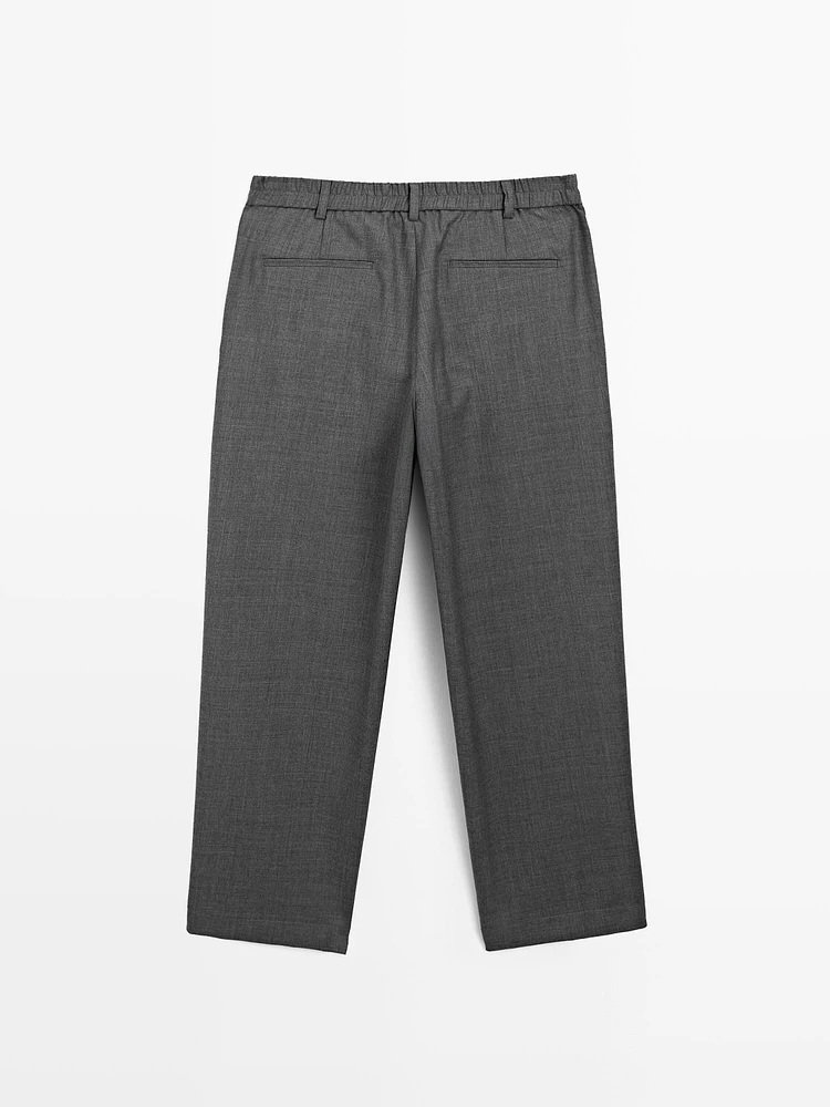 Pantalon relaxed fit en laine froide mélangée