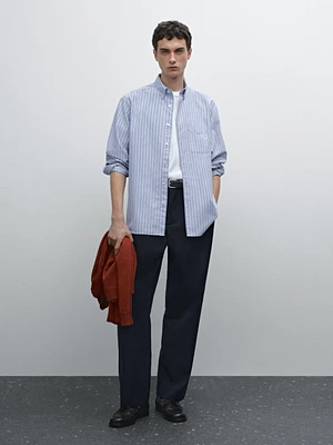 100% cotton striped Oxford shirt
