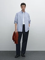 Chemise oxford à rayures 100 % coton