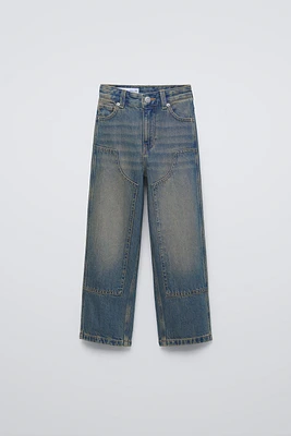 STRAIGHT LEG WASHED EFFECT JEANS