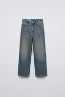 STRAIGHT LEG WASHED EFFECT JEANS