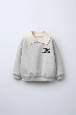 SWEATSHIRT WITH EMBROIDERED COLLAR