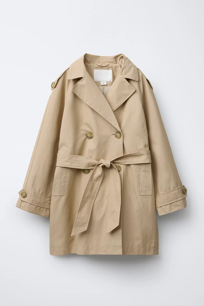 BASIC TRENCH COAT WITH DETACHABLE HOOD