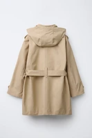 BASIC TRENCH COAT WITH DETACHABLE HOOD