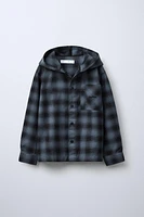 HOODED PLAID OVERSHIRT