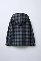 HOODED PLAID OVERSHIRT