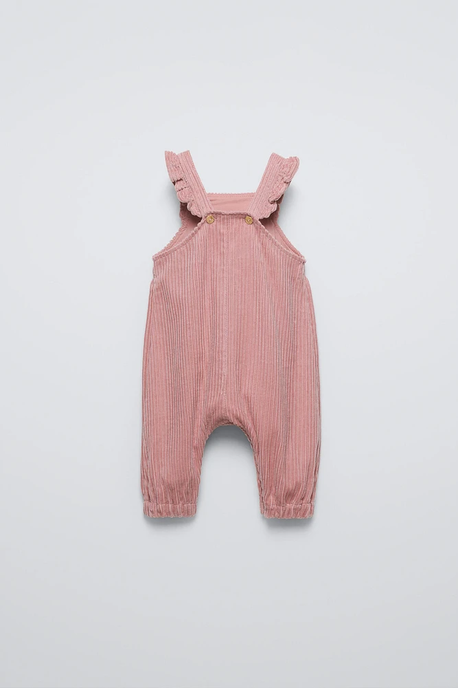 RUFFLED CORDUROY OVERALLS