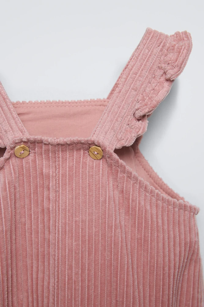 RUFFLED CORDUROY OVERALLS