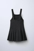 PINAFORE DRESS WITH PLEATS AND BUCKLE