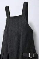 PINAFORE DRESS WITH PLEATS AND BUCKLE