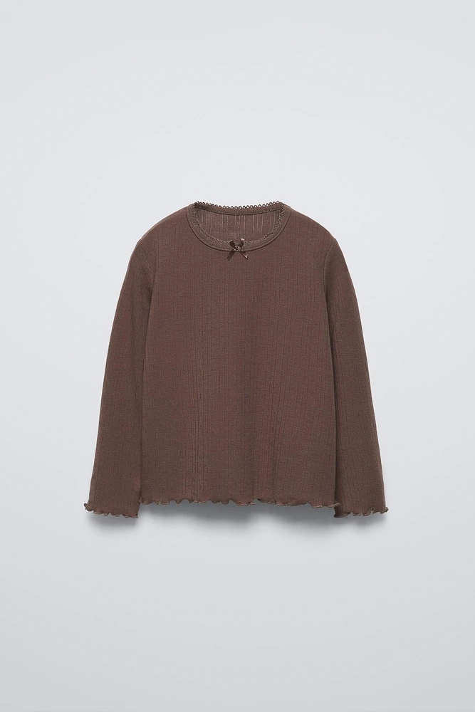 T-SHIRT POINTELLE AVEC NŒUD