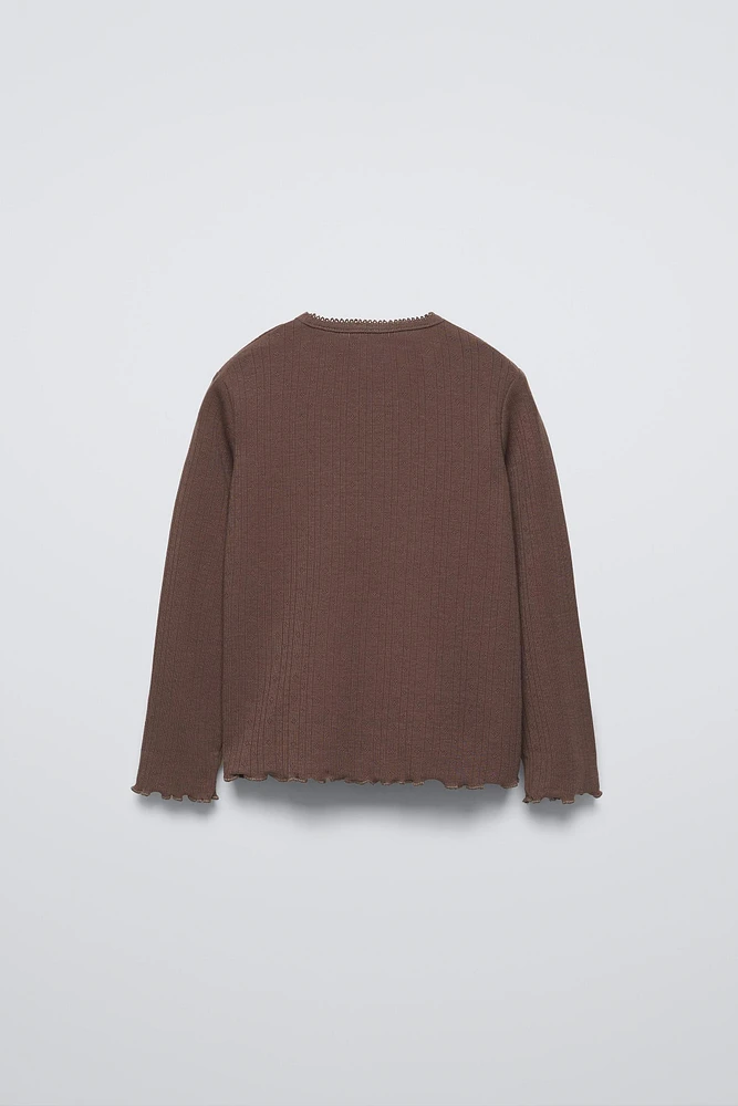 T-SHIRT POINTELLE AVEC NŒUD
