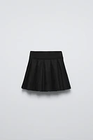 FAUX SUEDE BOX PLEAT SKIRT