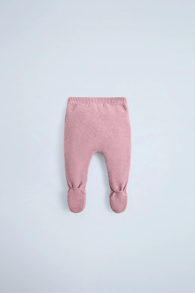 PANTALON À PIEDS EN MAILLE AVEC NŒUD