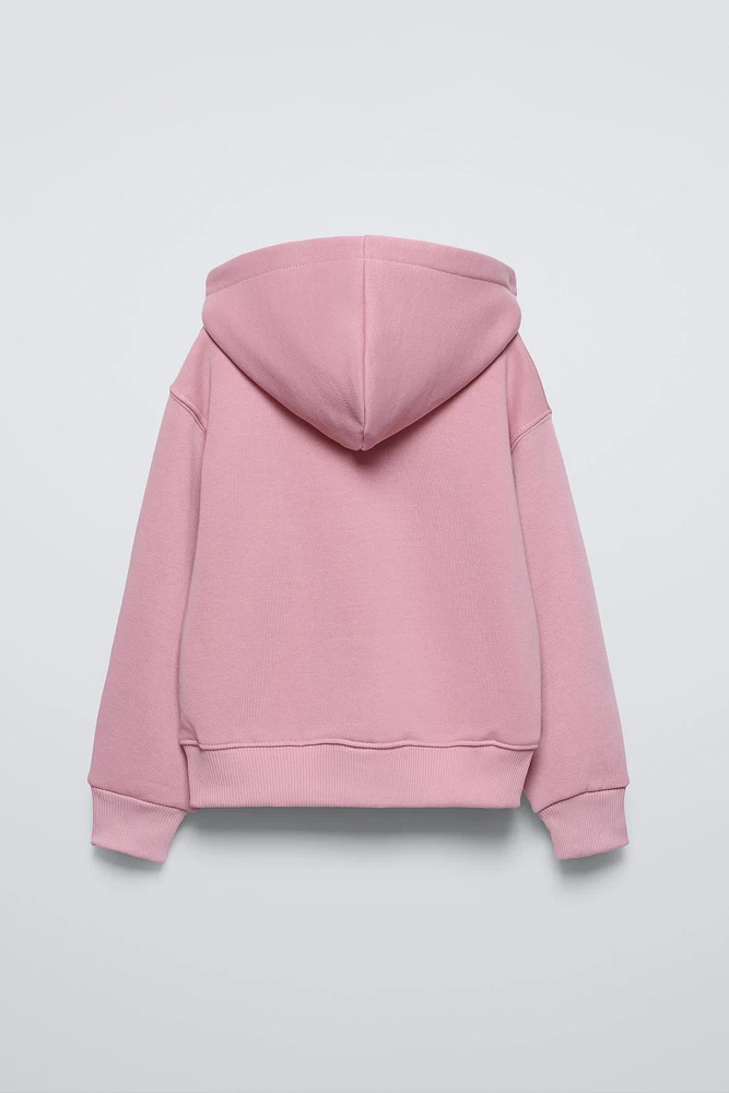 TEXT PRINT HOODED SWEATSHIRT