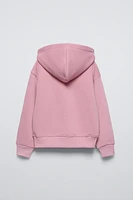 TEXT PRINT HOODED SWEATSHIRT