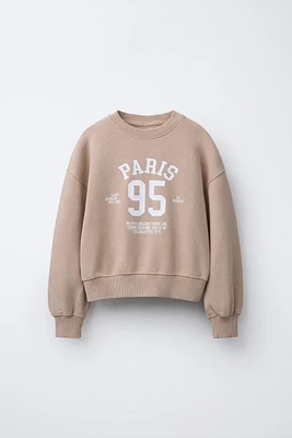 WASHED EFFECT TEXT SWEATSHIRT