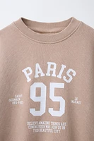 WASHED EFFECT TEXT SWEATSHIRT