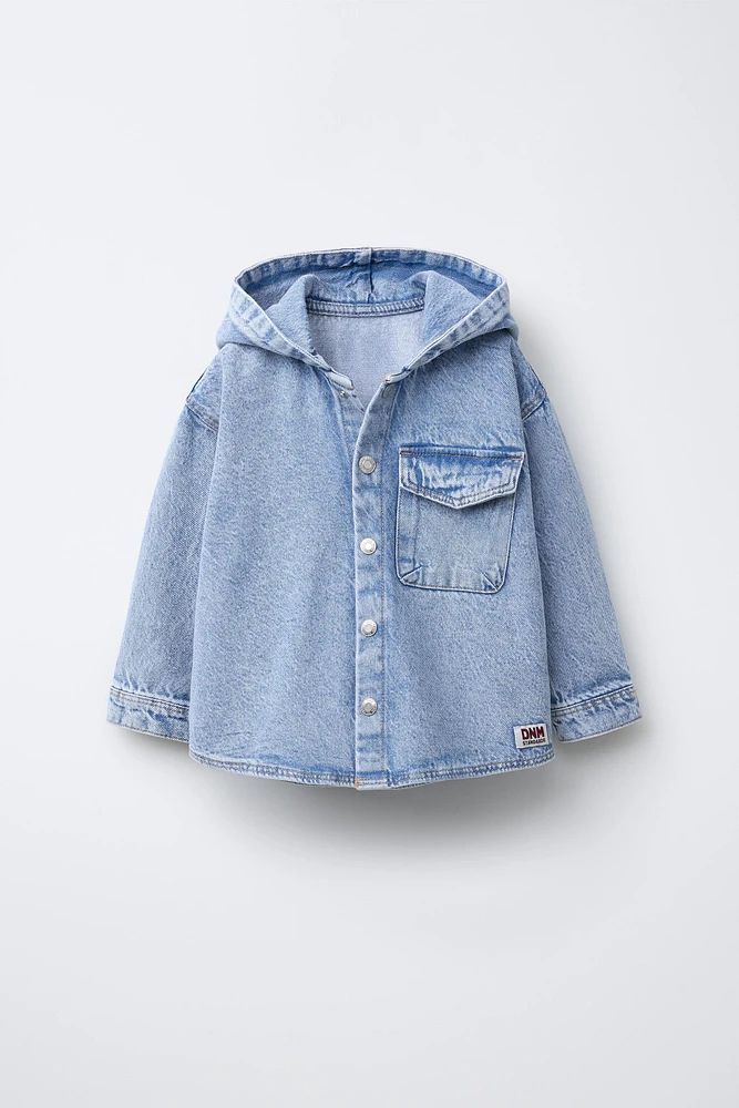 HOODED DENIM OVERSHIRT