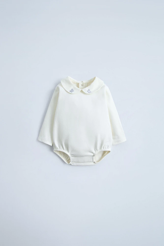 BODYSUIT WITH EMBROIDERED COLLAR