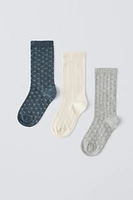 THREE-PACK OF OPENWORK STAR SOCKS