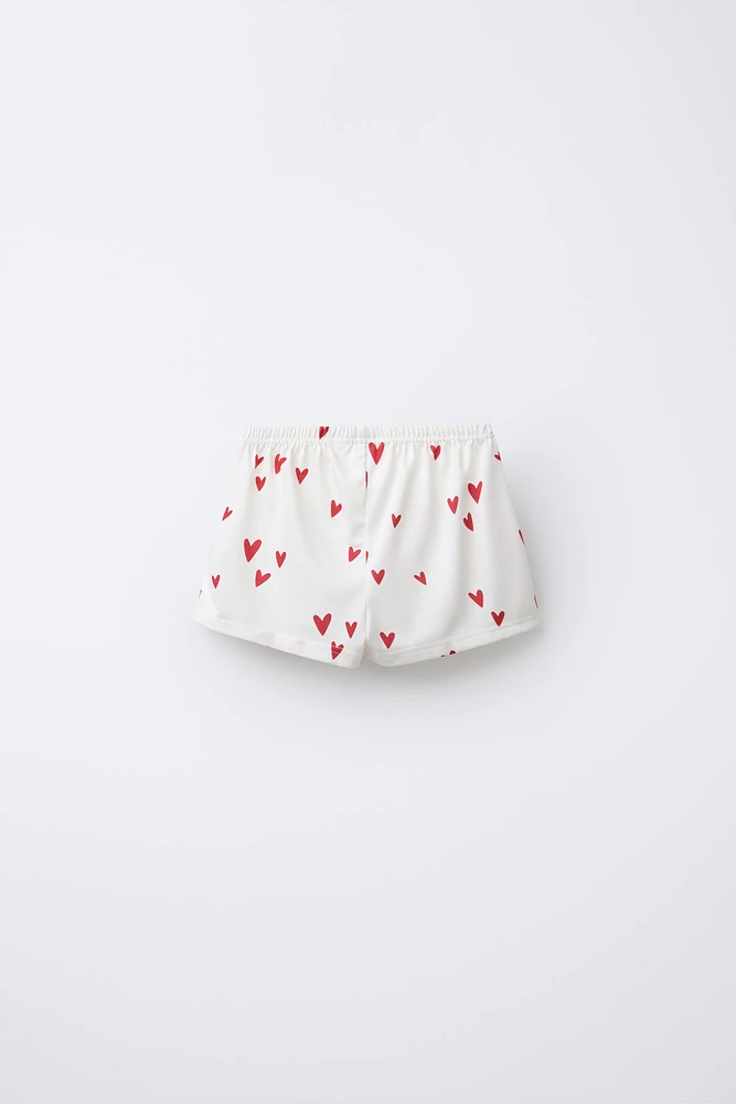 2-6 YEARS/ HEART PRINT T-SHIRT AND BERMUDA SHORTS PAJAMAS