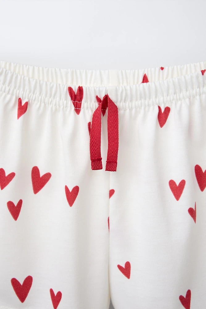 2-6 YEARS/ HEART PRINT T-SHIRT AND BERMUDA SHORTS PAJAMAS