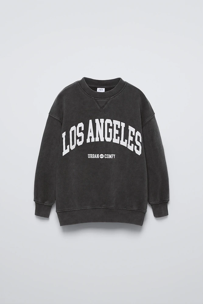 WASHED EFFECT VARSITY SWEATSHIRT