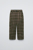 PLAID PLEATED BALLOON LEG PANTS