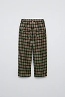 PLAID PLEATED BALLOON LEG PANTS