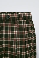 PLAID PLEATED BALLOON LEG PANTS