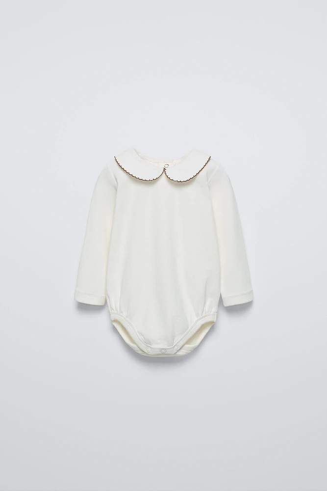 BODYSUIT WITH EMBROIDERED COLLAR