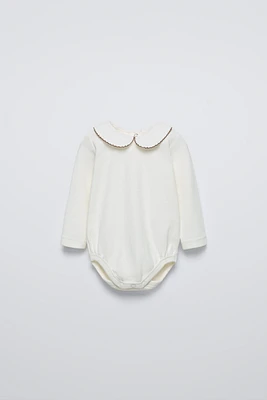 BODYSUIT WITH EMBROIDERED COLLAR