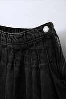 BOX PLEAT DENIM SKIRT