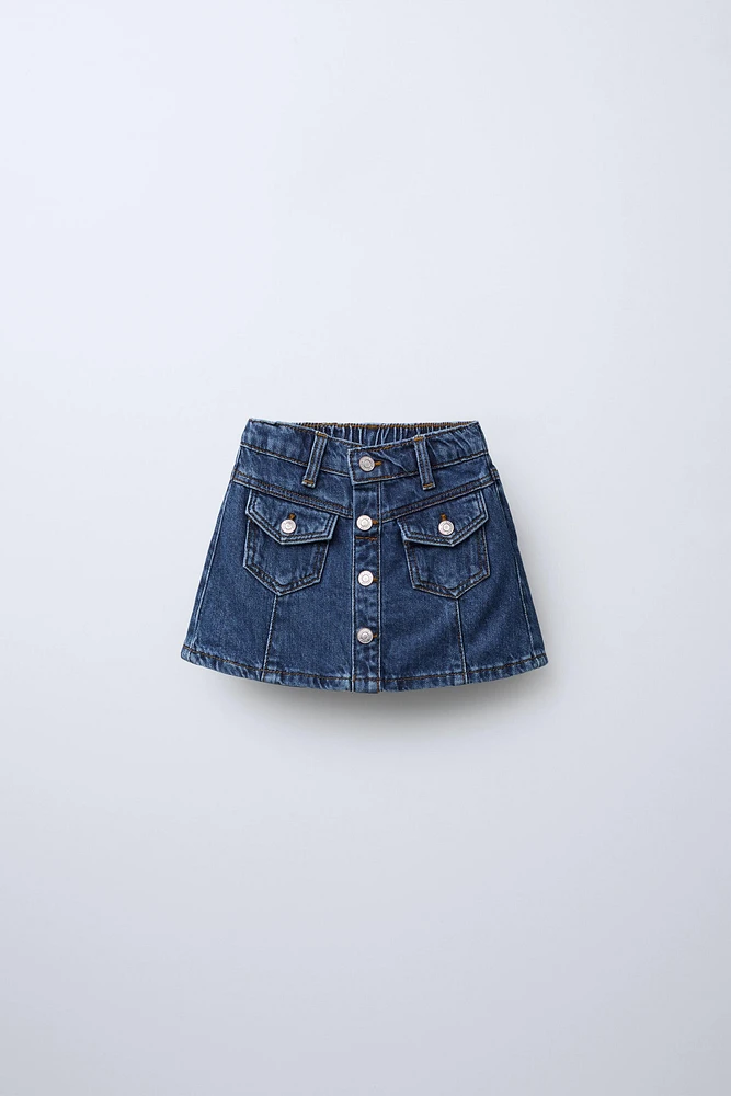 BUTTONED DENIM SKIRT