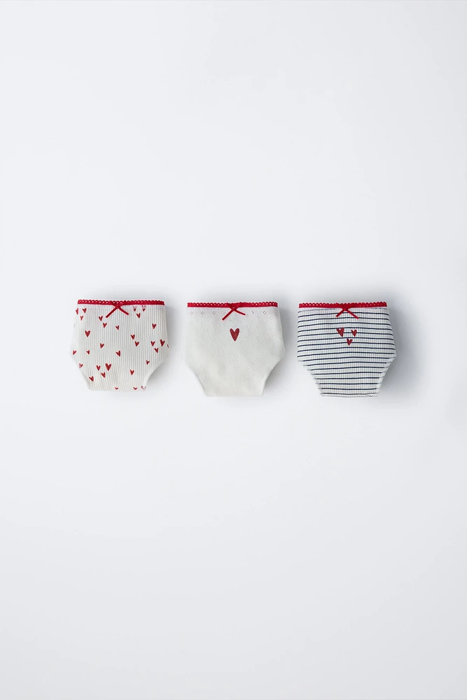 AGES 6-14/ THREE-PACK OF HEART UNDERWEAR