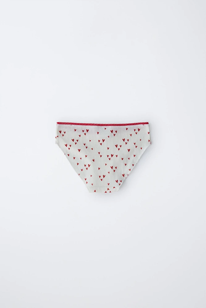 AGES 6-14/ THREE-PACK OF HEART UNDERWEAR