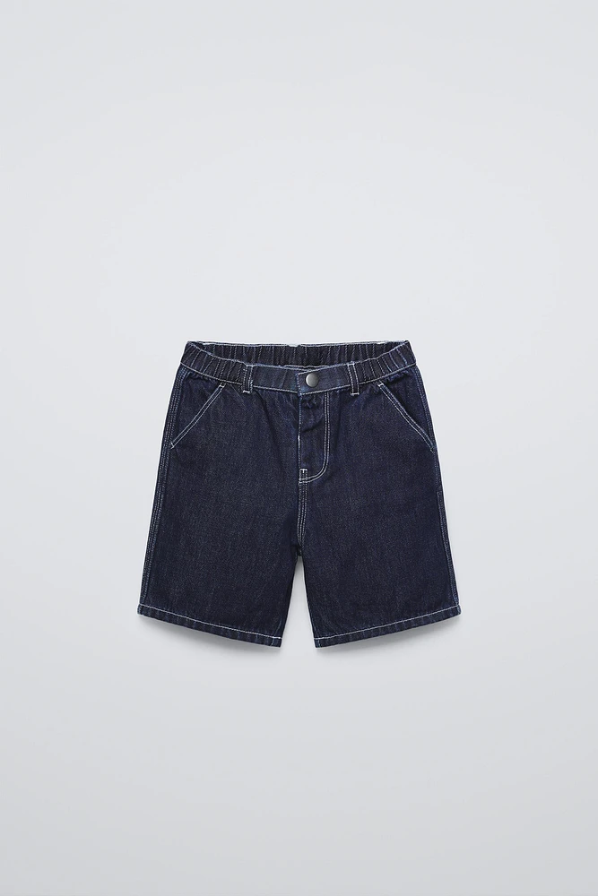 LABEL TRIM DENIM SHORTS