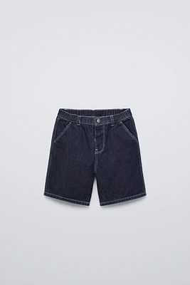 LABEL TRIM DENIM SHORTS