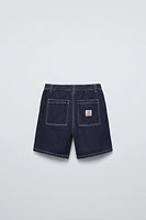 LABEL TRIM DENIM SHORTS