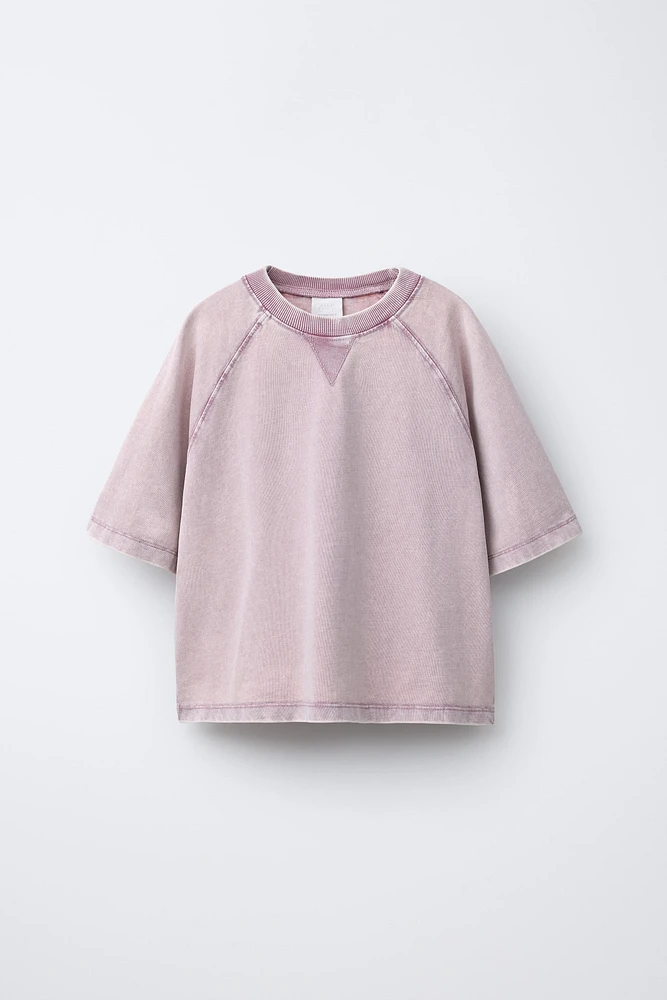 HEAVYWEIGHT T-SHIRT AND WASHED EFFECT FLARE LEGGINGS SET