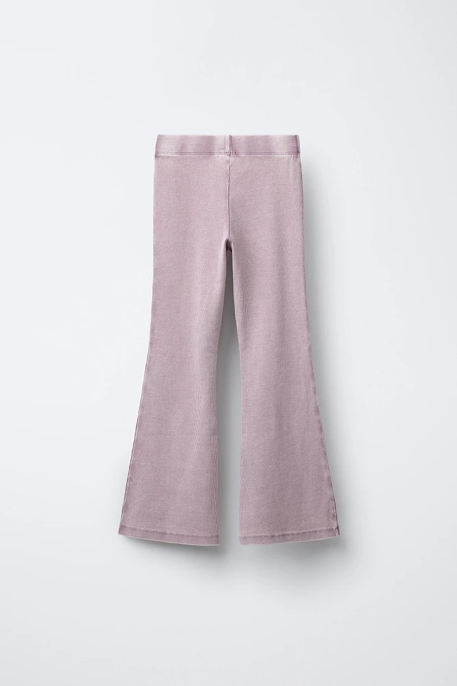HEAVYWEIGHT T-SHIRT AND WASHED EFFECT FLARE LEGGINGS SET